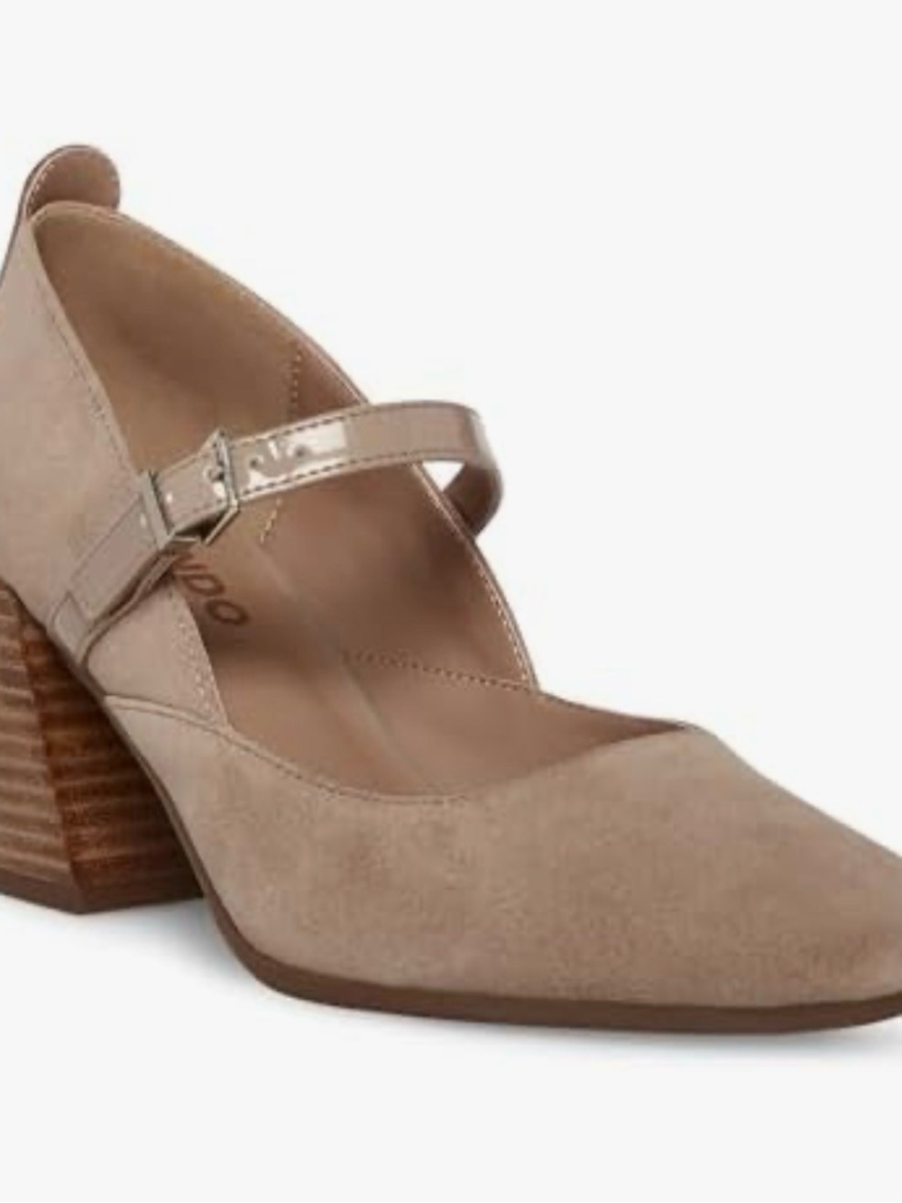 Blondo Size 9 Taupe Suede Mary Jane Block Heel